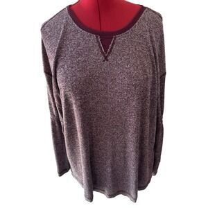 NWOT Jessica Simpson Women Junior Maroon ThermalLike Long Sleeve Shirt Soft #572